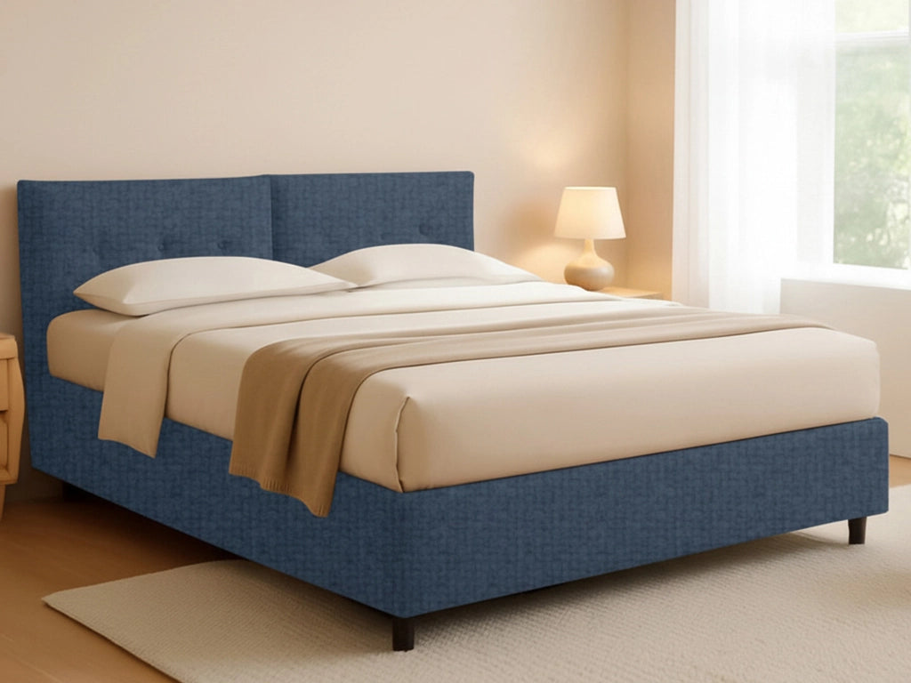 York, Letto Piazza e Mezza Sfoderabile Made in Italy, blu
