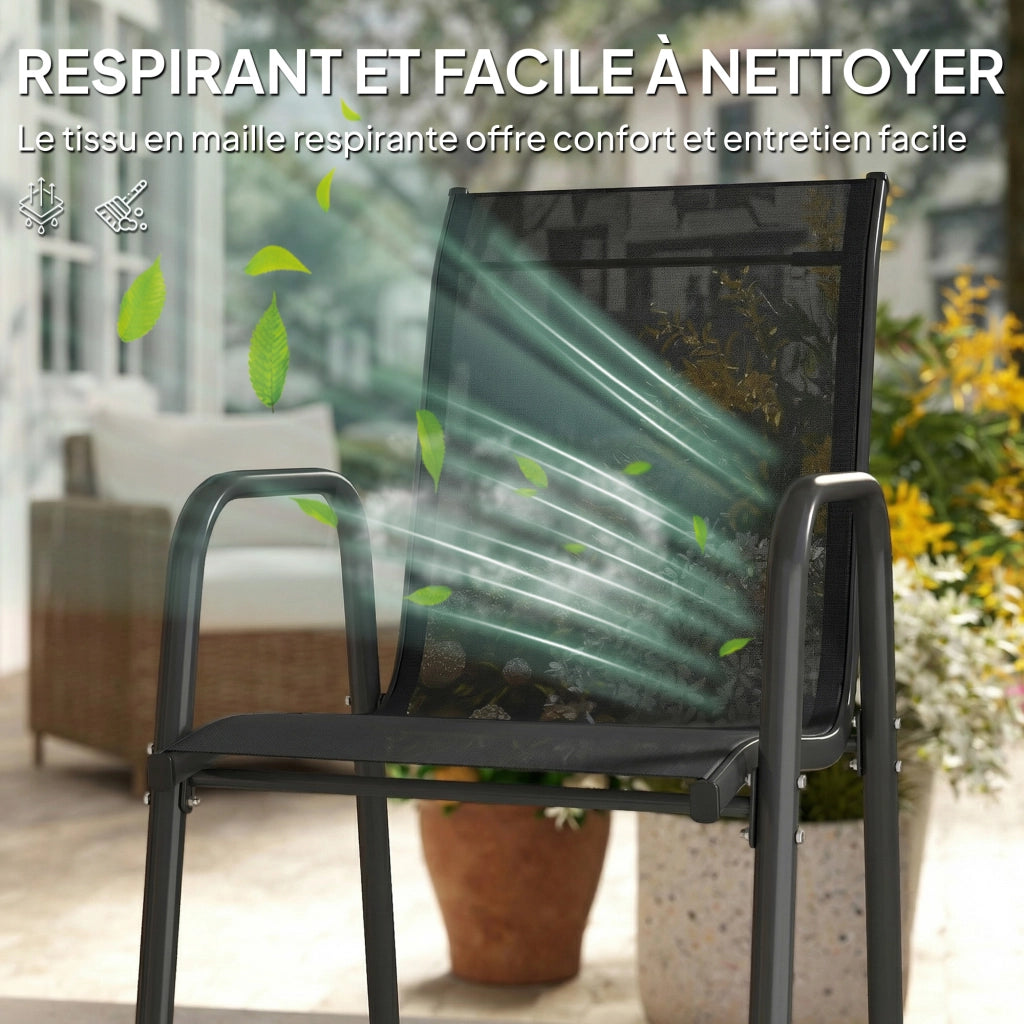 Sedia da pranzo con braccioli ¨C Minimal ¨C set 4 pezzi, impilabile, esterno, nero
