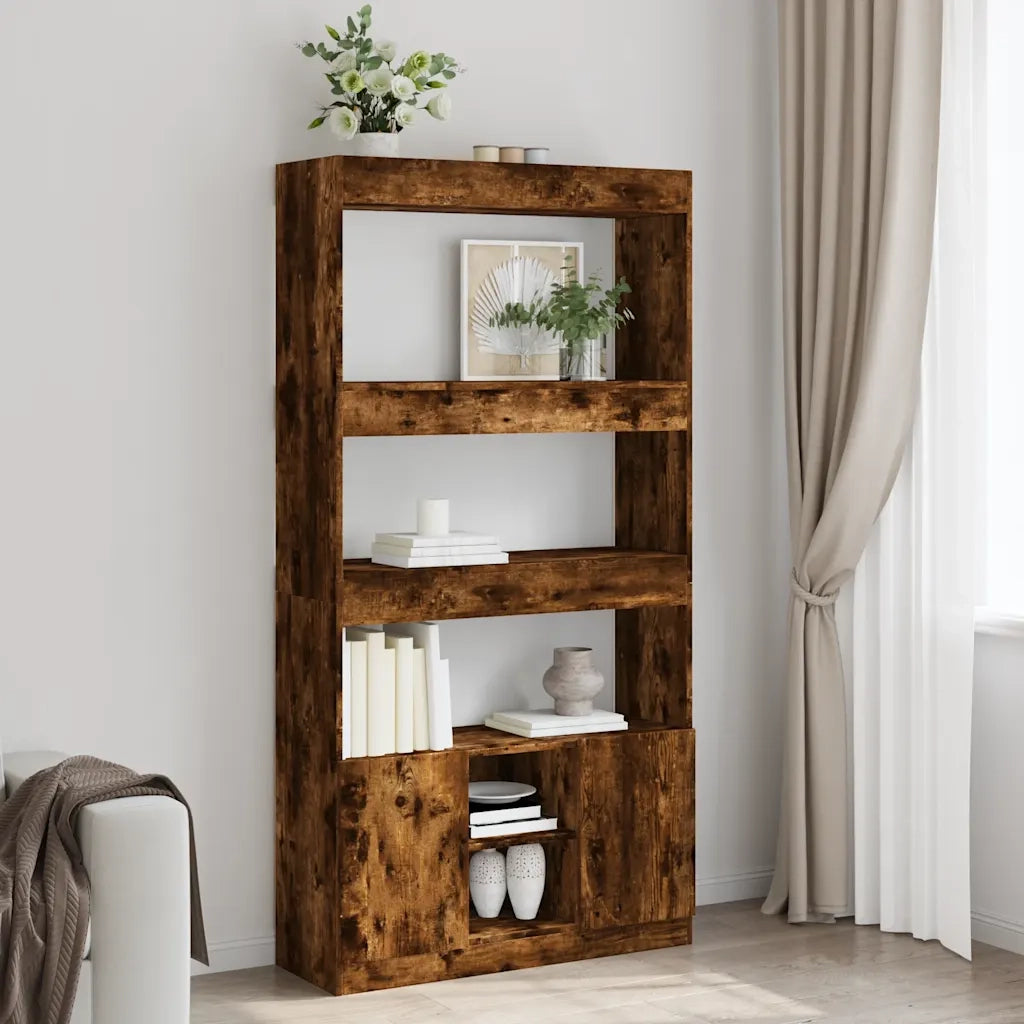 Credenza | Madia | Buffet da pranzo | Armadio da pranzo Rovere Fumo 92x33x180 cm in Legno Multistrato