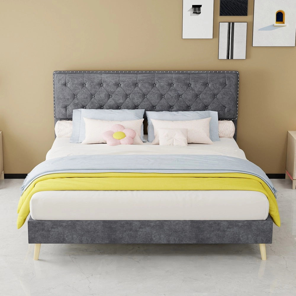 Letto Contenitore Imbottito ¨C MINIMAL ¨C Grigio 160x200 con Materasso