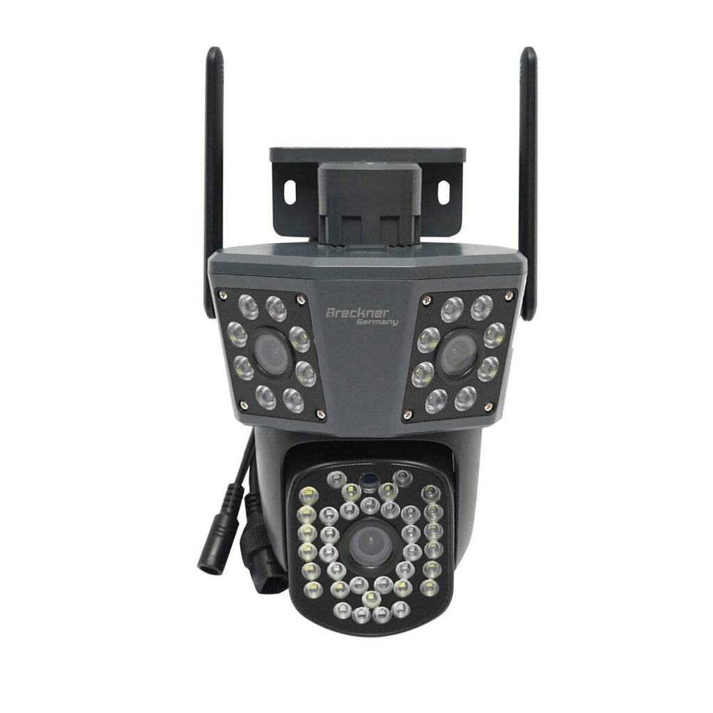 Telecamera di sorveglianza con 3 lenti, 3 obiettivi da 6 MP, WIFI 2.4GHz, rotazione a 360 gradi PTZ con sensore di movimento, allarme, rilevamento umano e applicazione IPC360 Home