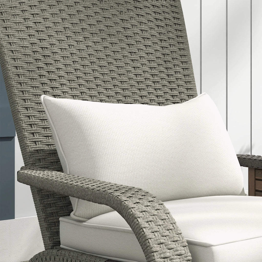 Sedia da Giardino con Poggiapiedi e Cuscini ¨C Minimal ¨C Rattan e Acciaio, Grigio e Crema, 64x82x89 cm