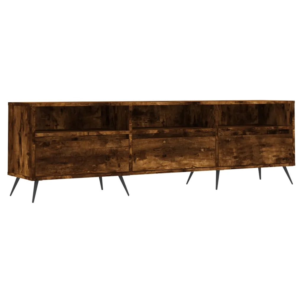 Mobile porta TV in rovere affumicato 150 x 30 x 44 cm con ampio vano contenitore design contemporaneo in legno di rovere affumicato 02_0048969