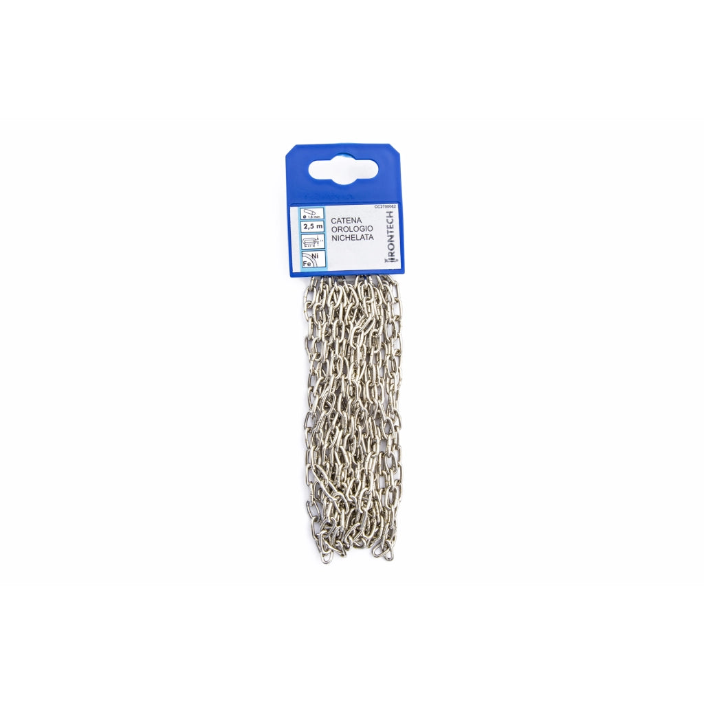 Catena forzatina pretagliata Ã˜ 1,6 mm. in acciaio nichelato 2,5 mt.
