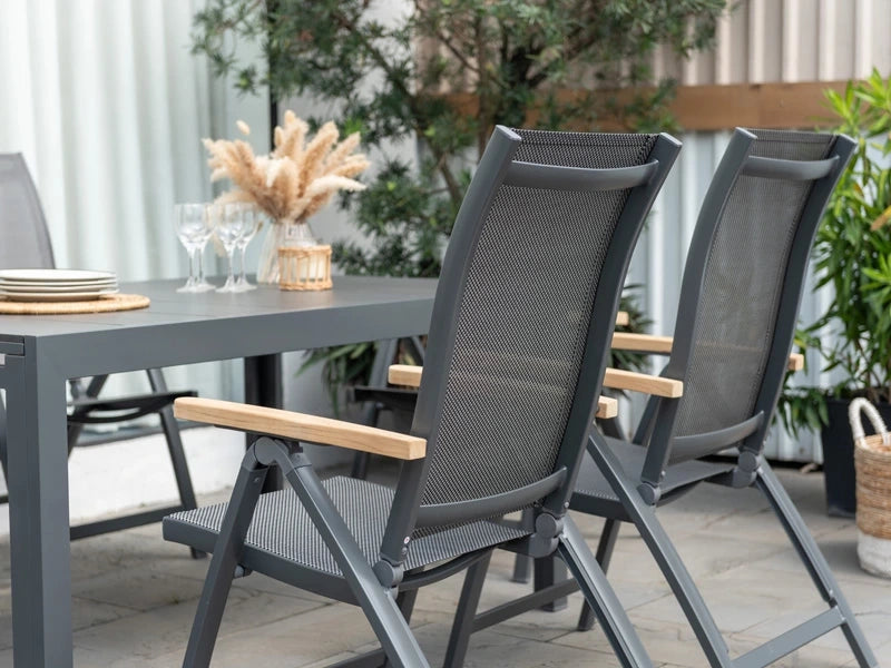 Essence - Poltrona pieghevole - ALU con braccioli in teak
