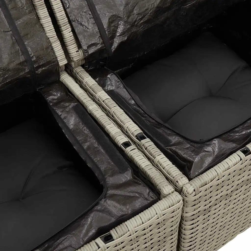 Set Divano da Giardino 10 pcs Grigio chiaro Poly Rattan 3357445