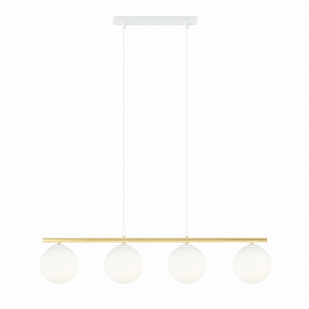 Lampadario Emibig Allora 4 luci E14 bianco oro in vetro