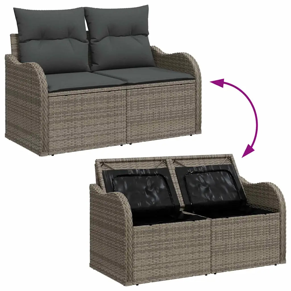Set Divano da Giardino con cuscino 6 pcs Grigio Poly Rattan 3360350