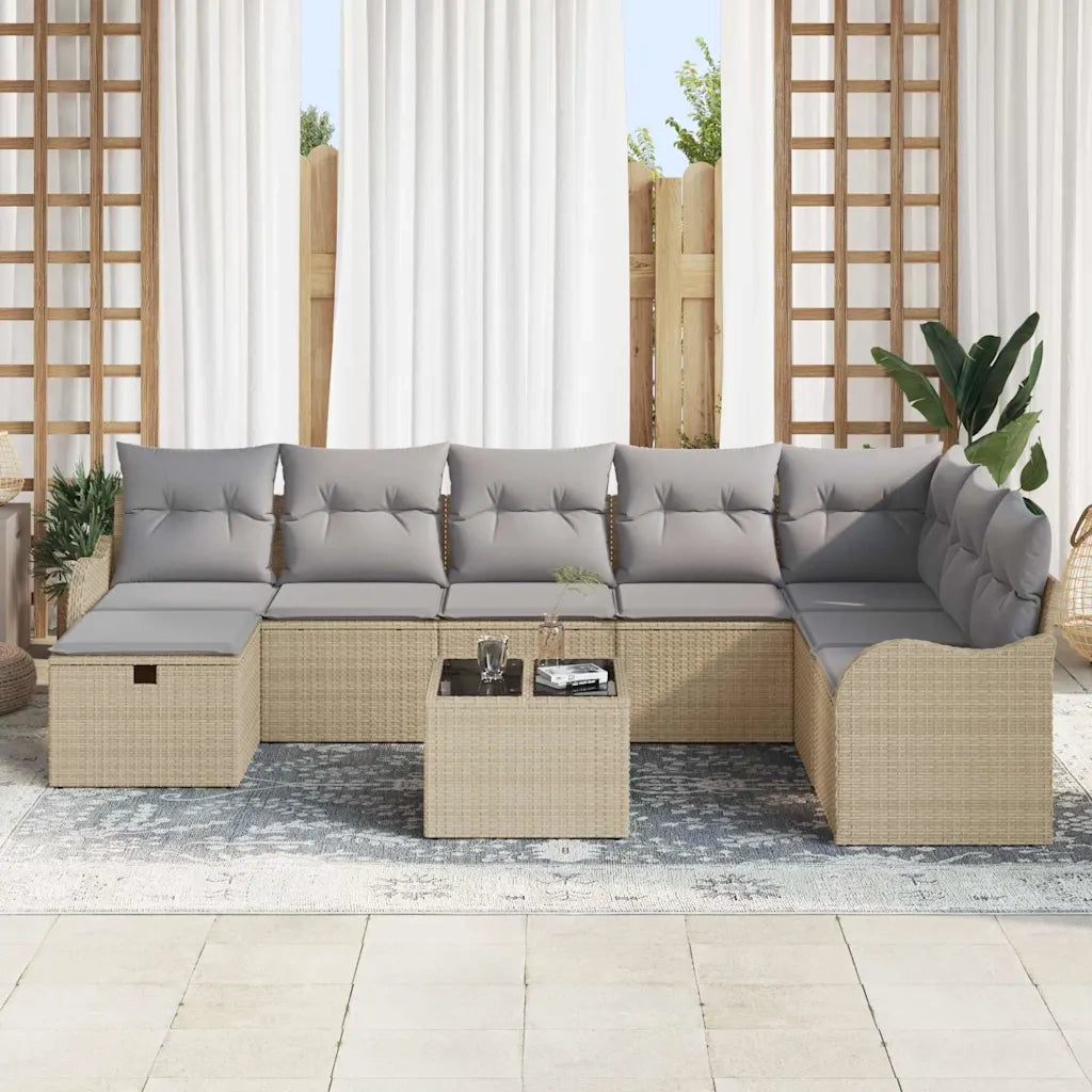 Set di divani 9 pcs Beige e Grigio Chiaro polyrattan 3359039