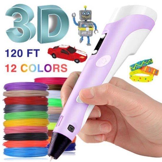 Set di penni 3D, stampante Doodle, per disegnare, 12 colori, filamento PLA, regalo per bambini, blu