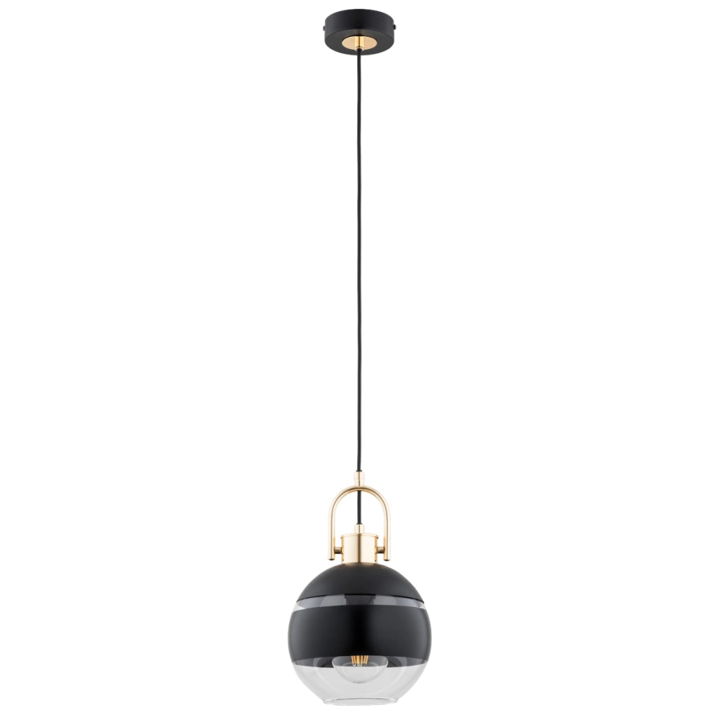 Lampada a sospensione sfera nero-oro E27 Derol Alfa
