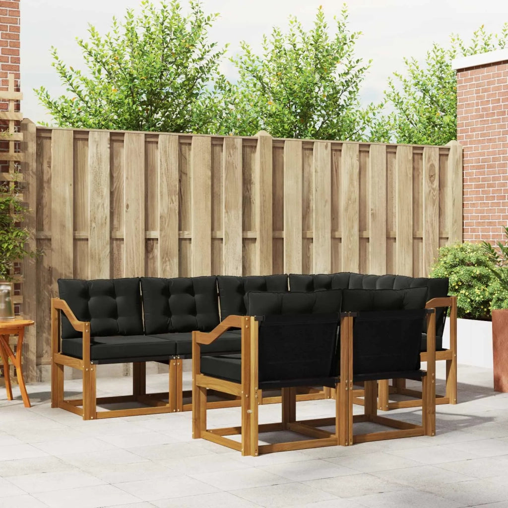 Set di divani da esterno con cuscino 7 pcs Naturale e Nero 3368771