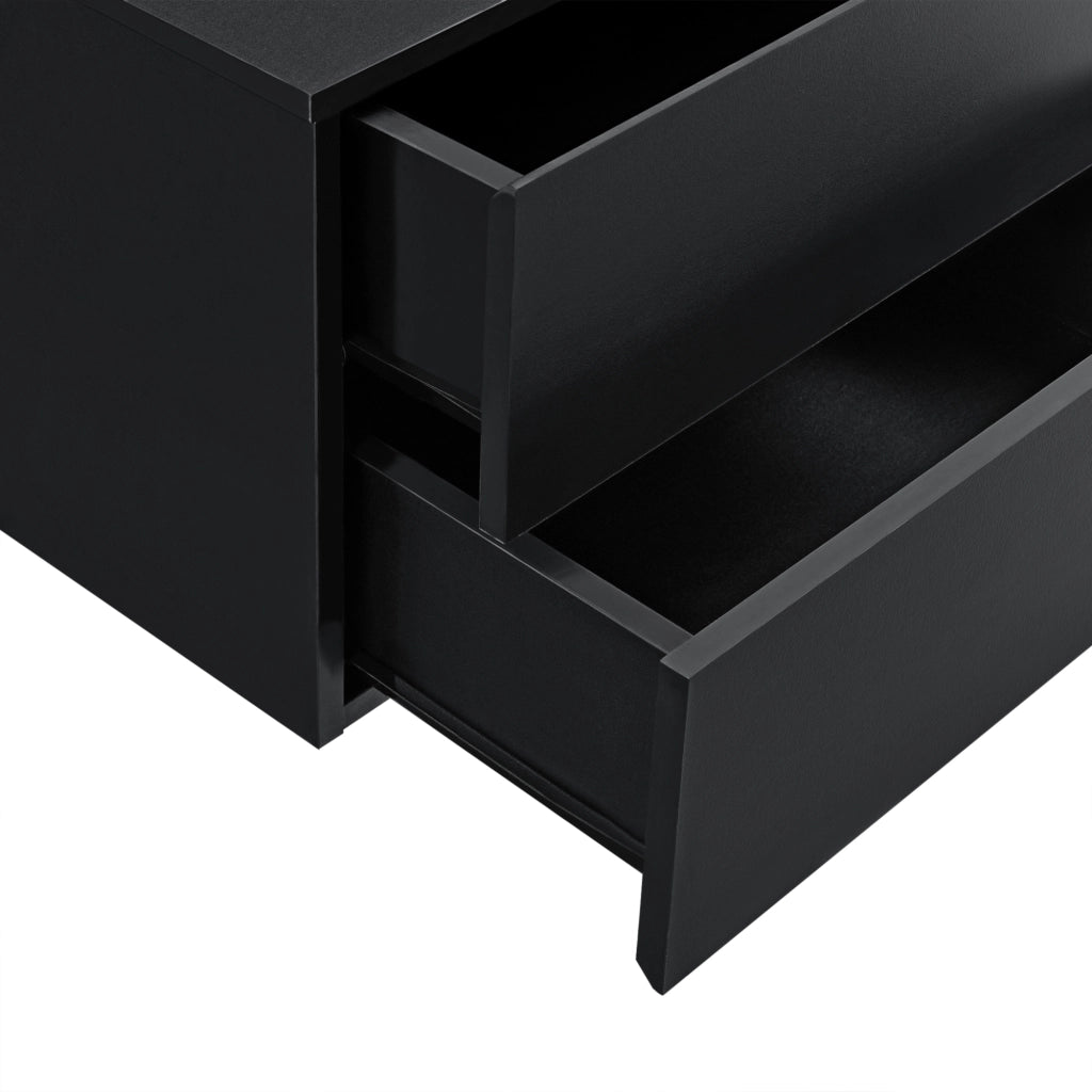 Comodino da Parete Ampfing con 2 Cassetti 40x29x30 cm Nero [en.casa]