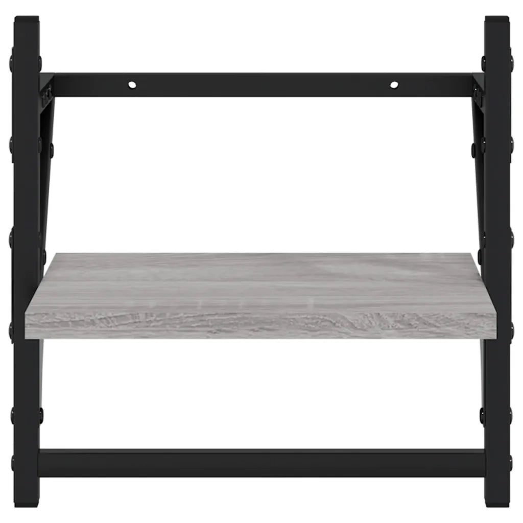 Mensole a Parete con Aste 2pz Grigio Sonoma 30x25x30 cm 836236