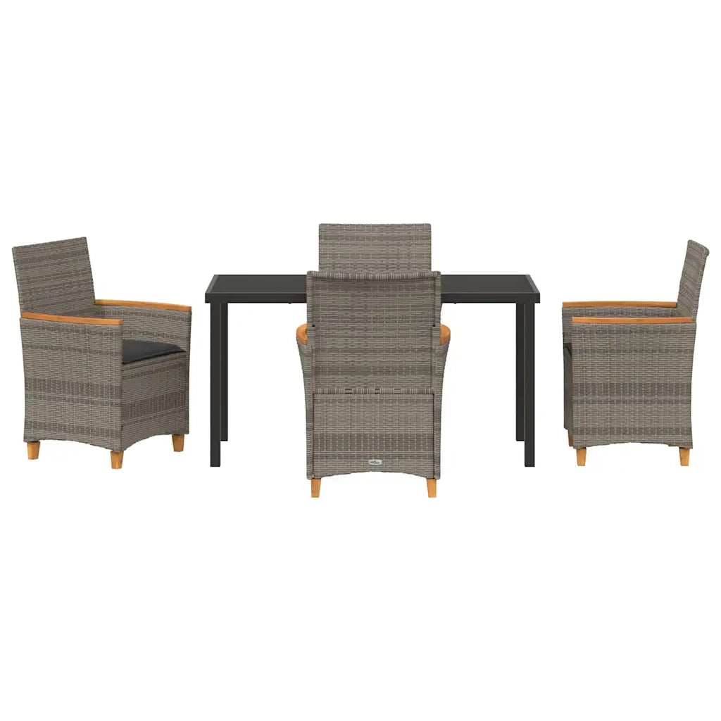 Set da Pranzo per Giardino 5 pcs Grigio polyrattan