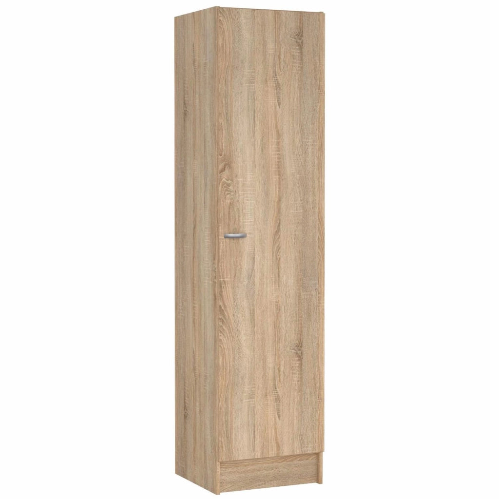 Colonna Armadio Bagno Con 1 Anta E 4 Ripiani Regolabili Mobile Salvaspazio Alto Design Moderno Semplice Per Ingresso Corridoio Ripostiglio Con Maniglia In Metallo Argentata 200 X 47.1 X 49.2 Cm Rovere