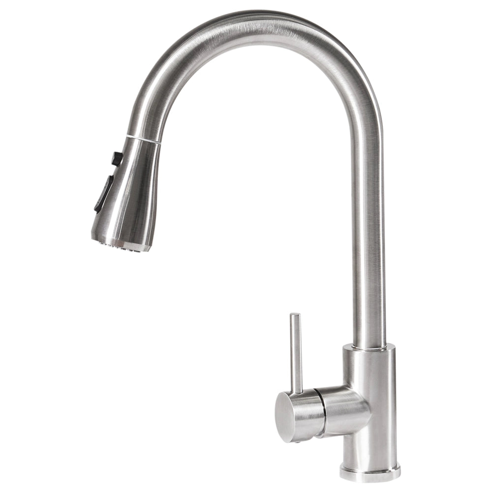 Rubinetto da cucina moderno rubinetto miscelatore a spruzzo estraibile bobina a molla in acciaio inossidabile beccuccio girevole argento