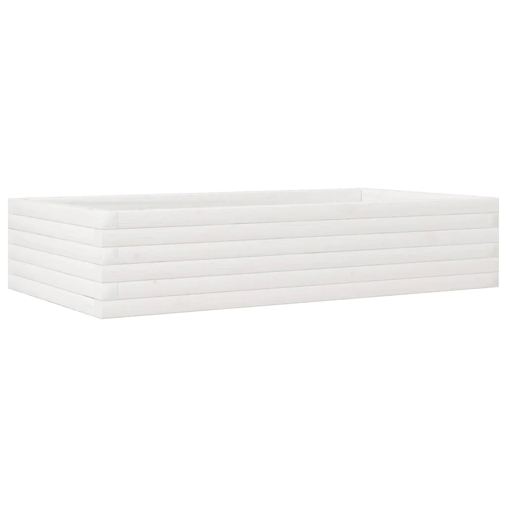 Fioriera rialzata per piante fiori terrazza giardino 110 x 60 x 23 cm legno di pino massiccio bianco 02_0037362