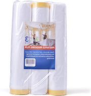 Nastro di copertura per mascheratura a nastro preadesivo - Tela di plastica da appendere - Nastro di mascheratura per pittori automobilistici - Copertura di tela di plastica - Dispositivo di arredamento - 9ft x 90ft - 3 rotoli