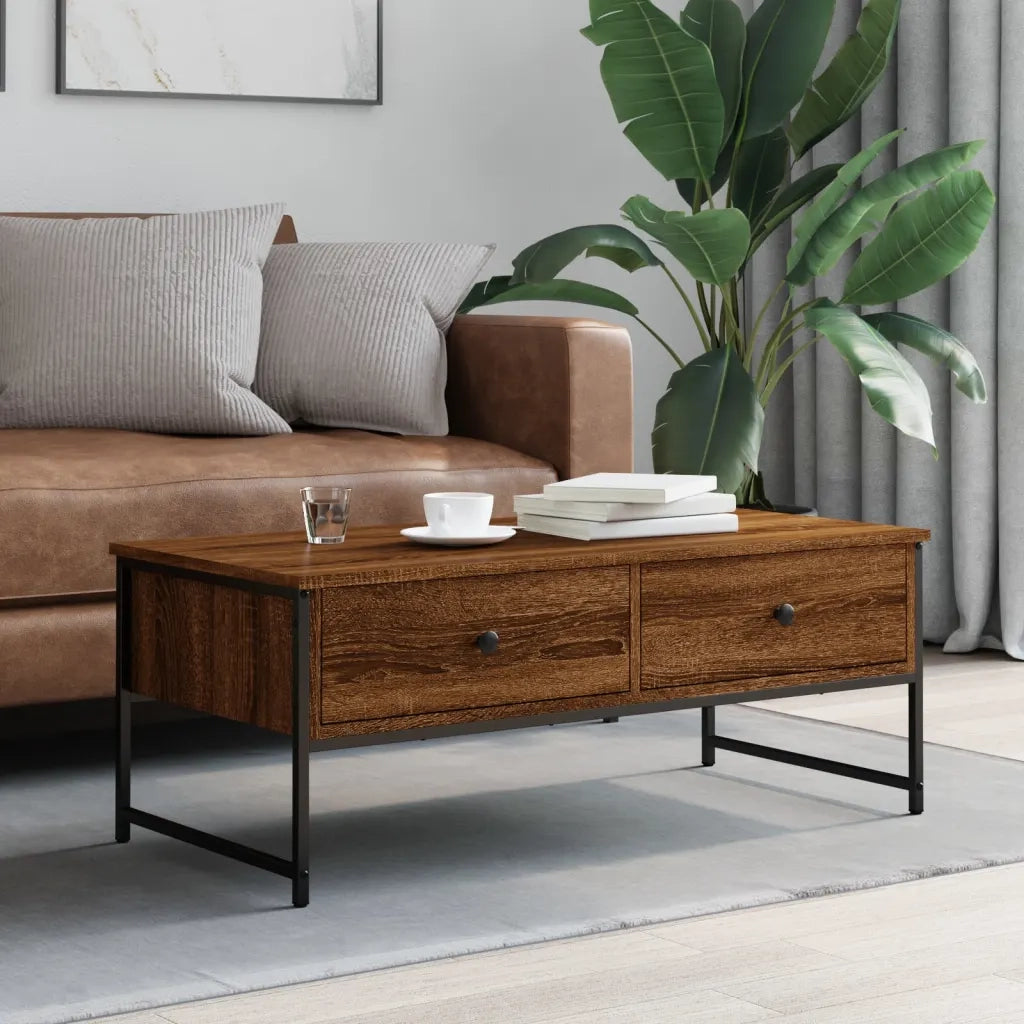 Tavolino salotto | Tavolino da caff¨¨ | Tavolino da Soggiorno Rovere Marrone 101x49x39,5cm Legno Multistrato