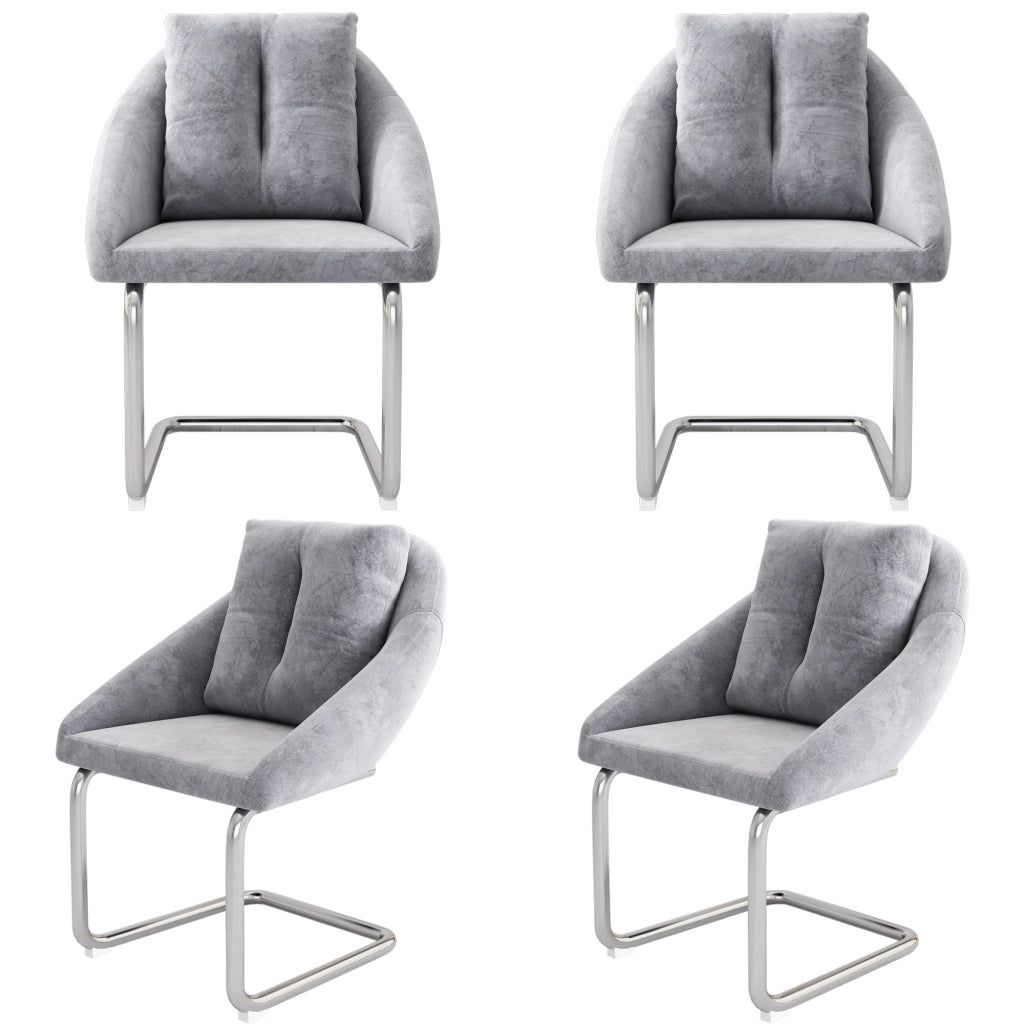 Sedia da Pranzo Girevole Imbottita in Velluto, Set 4 Pezzi con Cuscino ¨C MINIMAL ¨C Grigio
