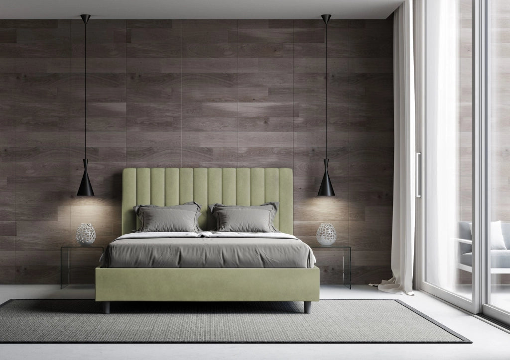 ityhome Letto matrimoniale king size con rete imbottito 170x190 microfibra ocra Agueda