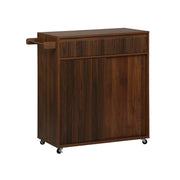 Carrello da cucina in legno decorato con 1 cassetto, 80cm, noce