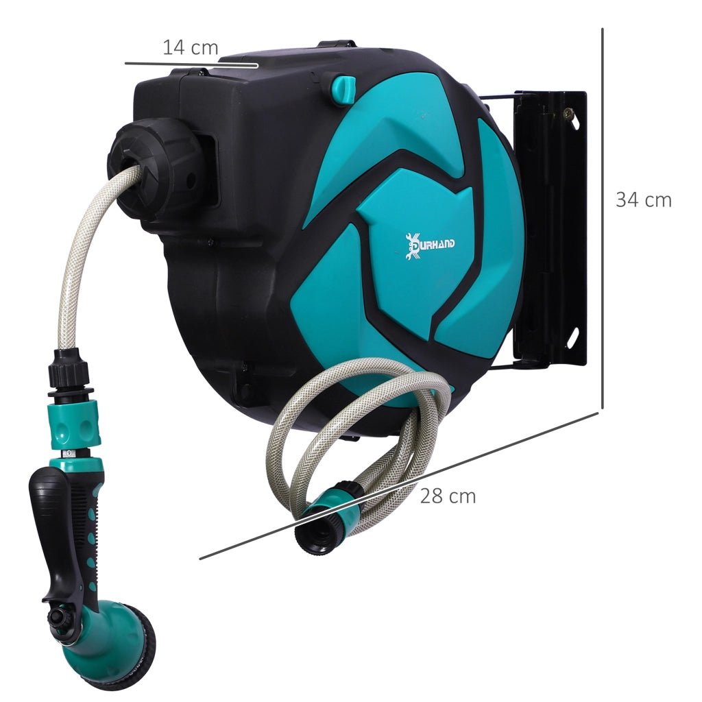 Avvolgitubo Automatico a Parete ¨C Minimal ¨C Nero e Azzurro, Plastica e PP, 28x14x34 cm