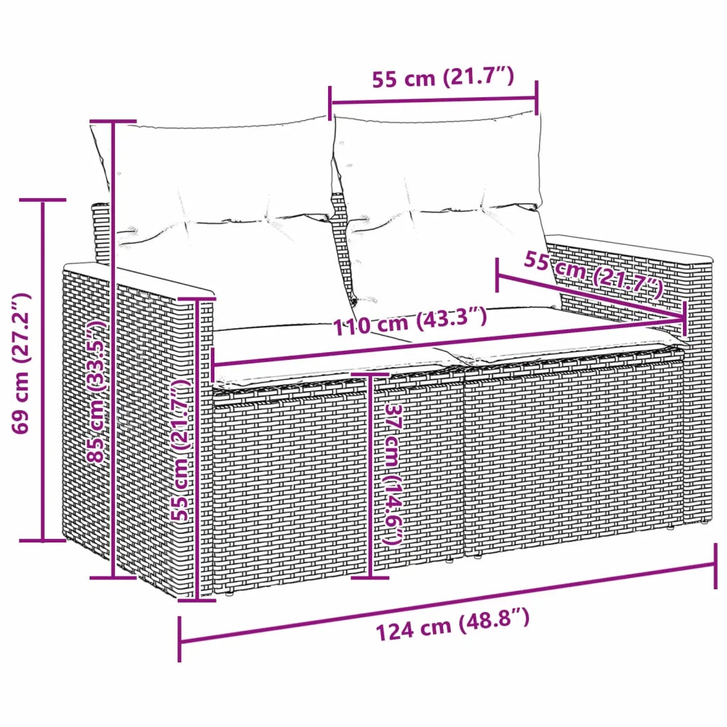 Set Divano da Giardino 8 pcs Nero polyrattan 3362860