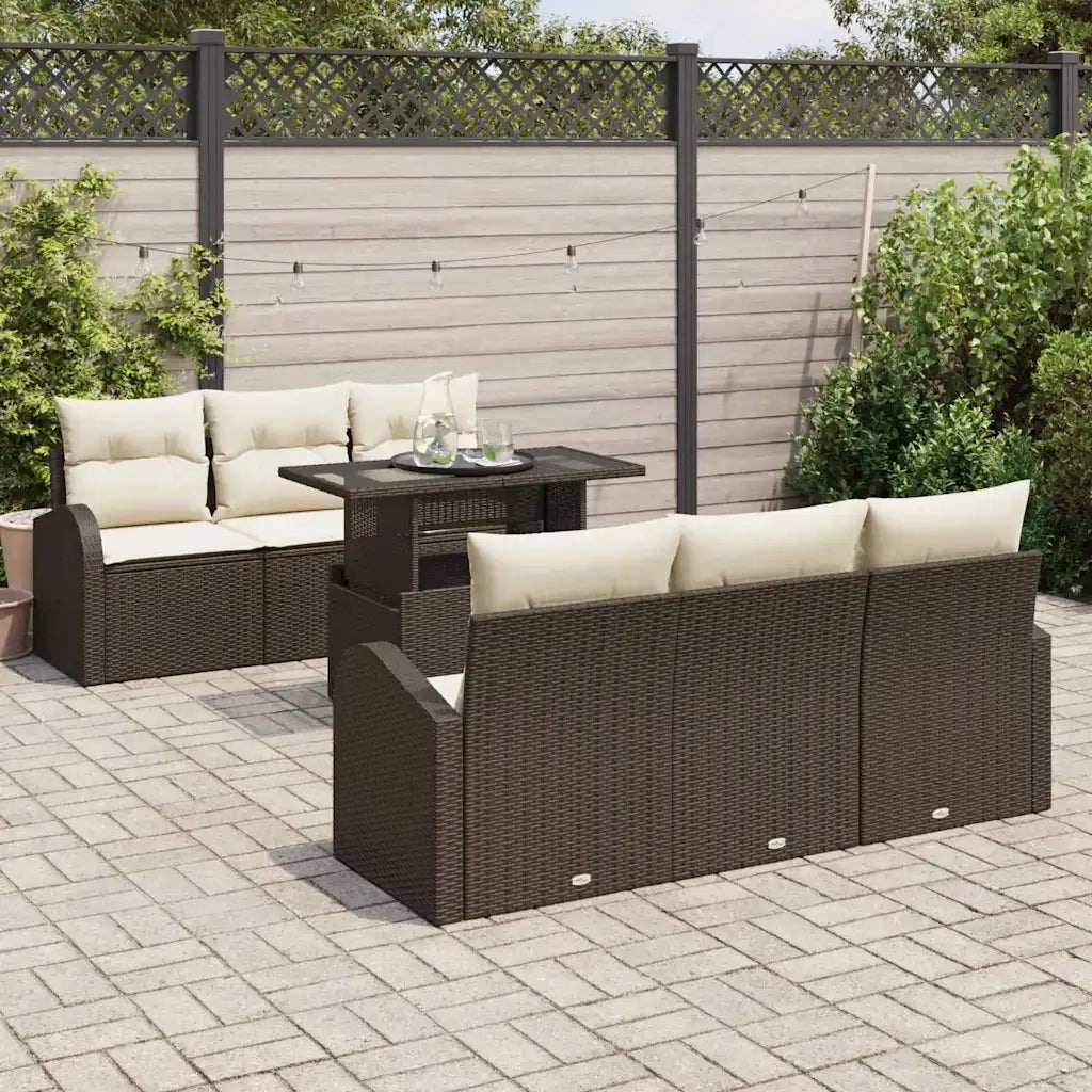 Set Divano da Giardino 7 pcs Marrone Rattan in Polipropilene 3357301