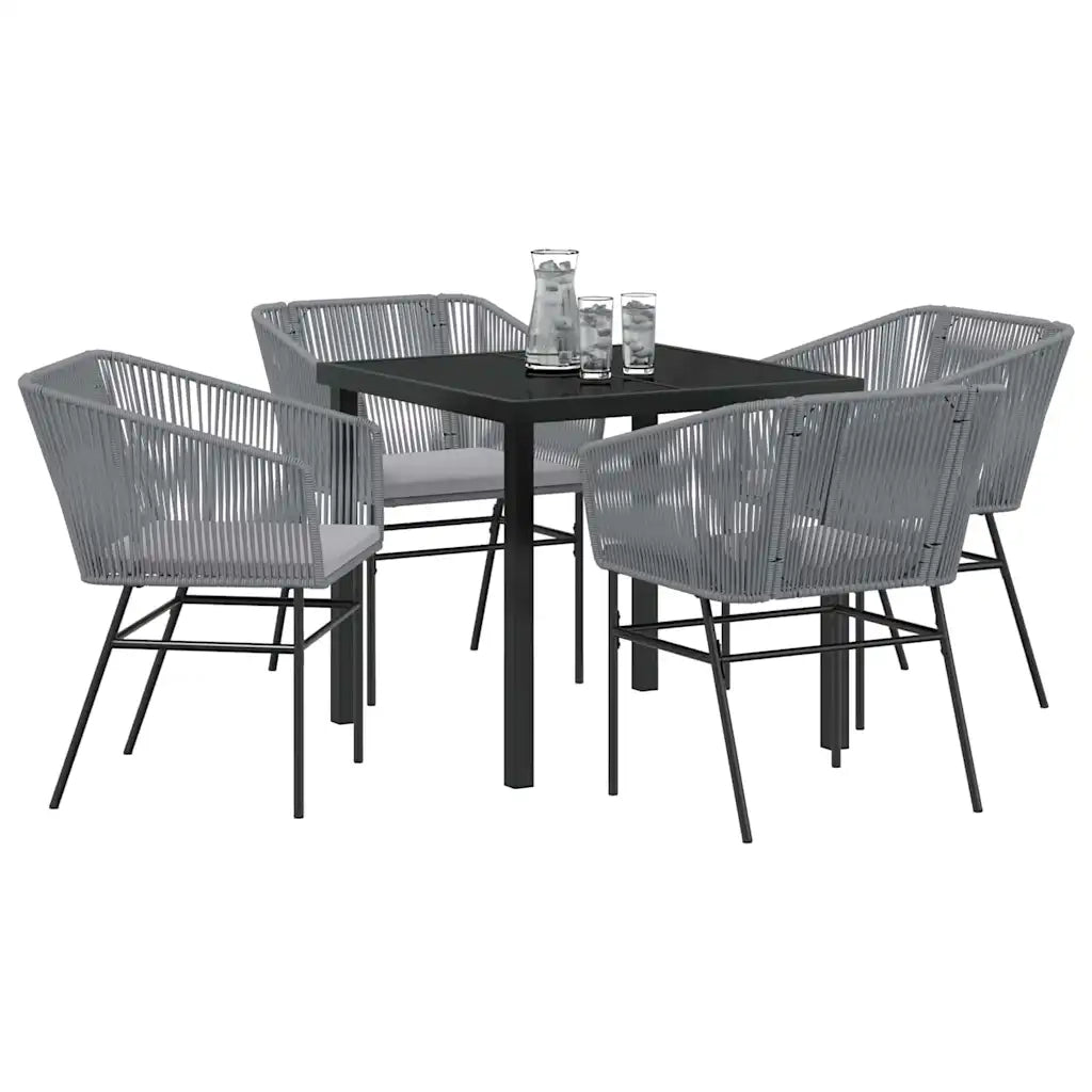 Set da Pranzo per Giardino con cuscino 5 pcs Grigio