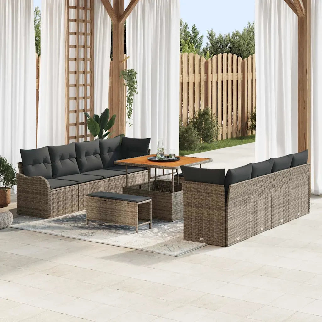 Set Divano da Giardino con cuscino 11 pcs Grigio 3364198