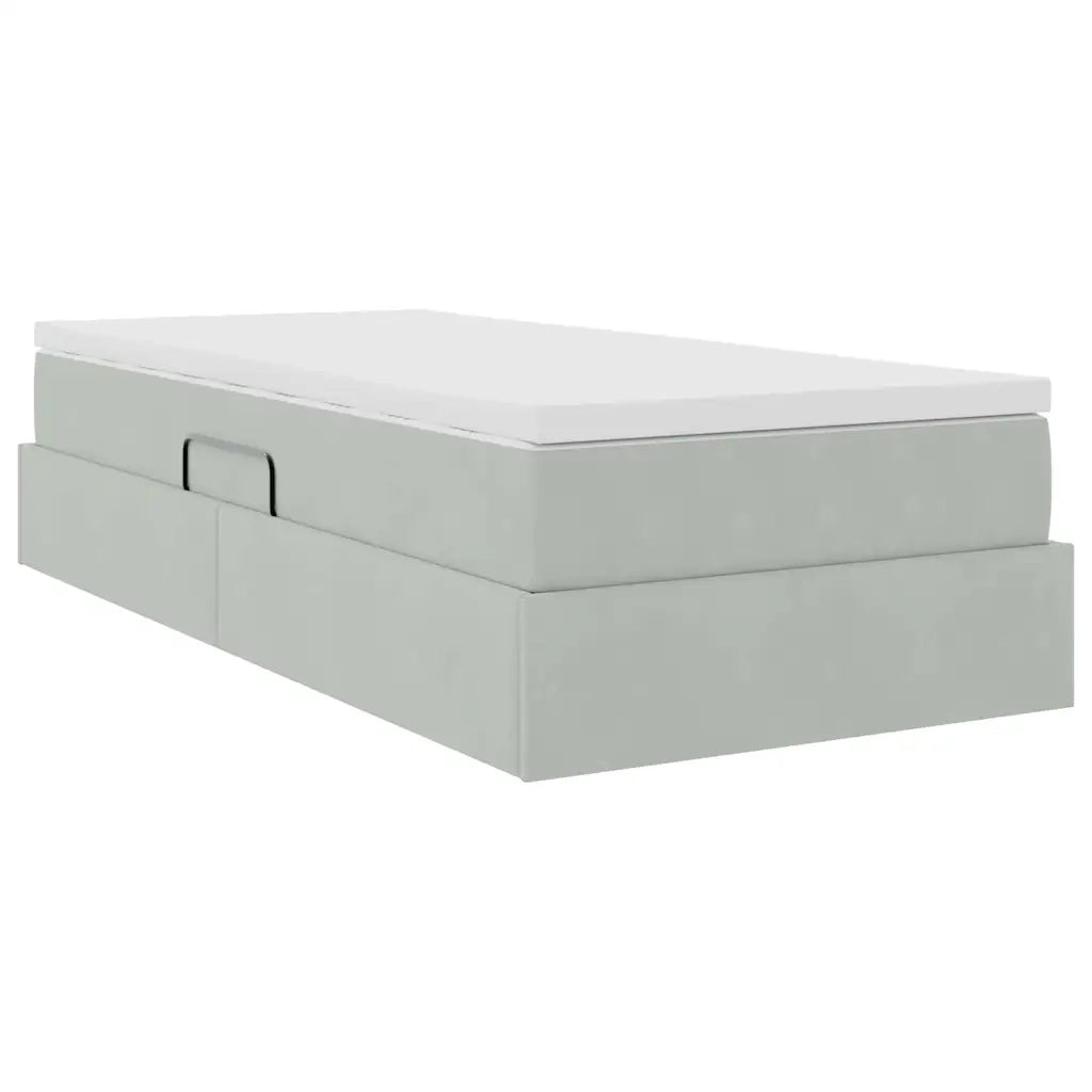 Letto con contenitore e materasso Grigio chiaro 90 x 200 cm