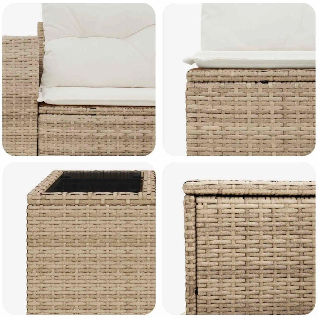 Set di divani 6 pz Beige e Bianco Crema 3447468