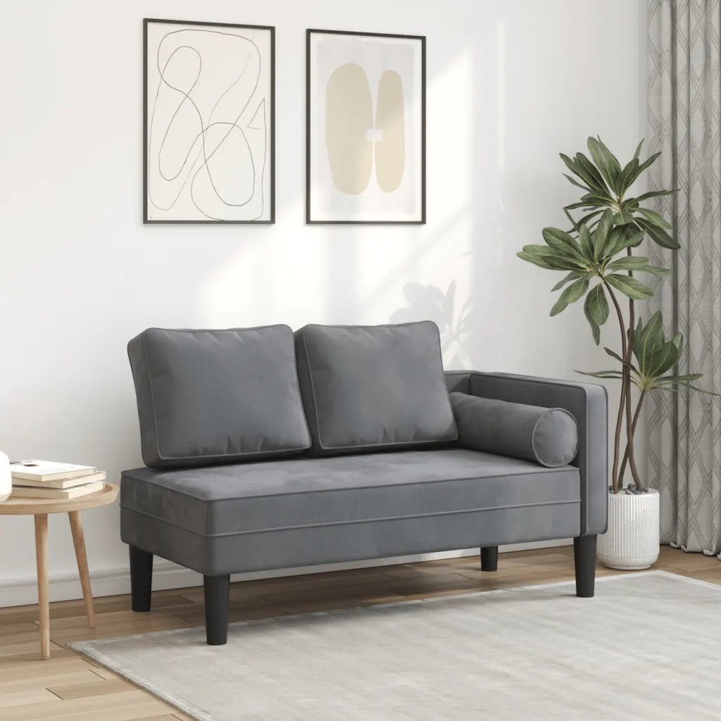 Chaise Longue con Cuscini Grigio Scuro in Velluto 4007572