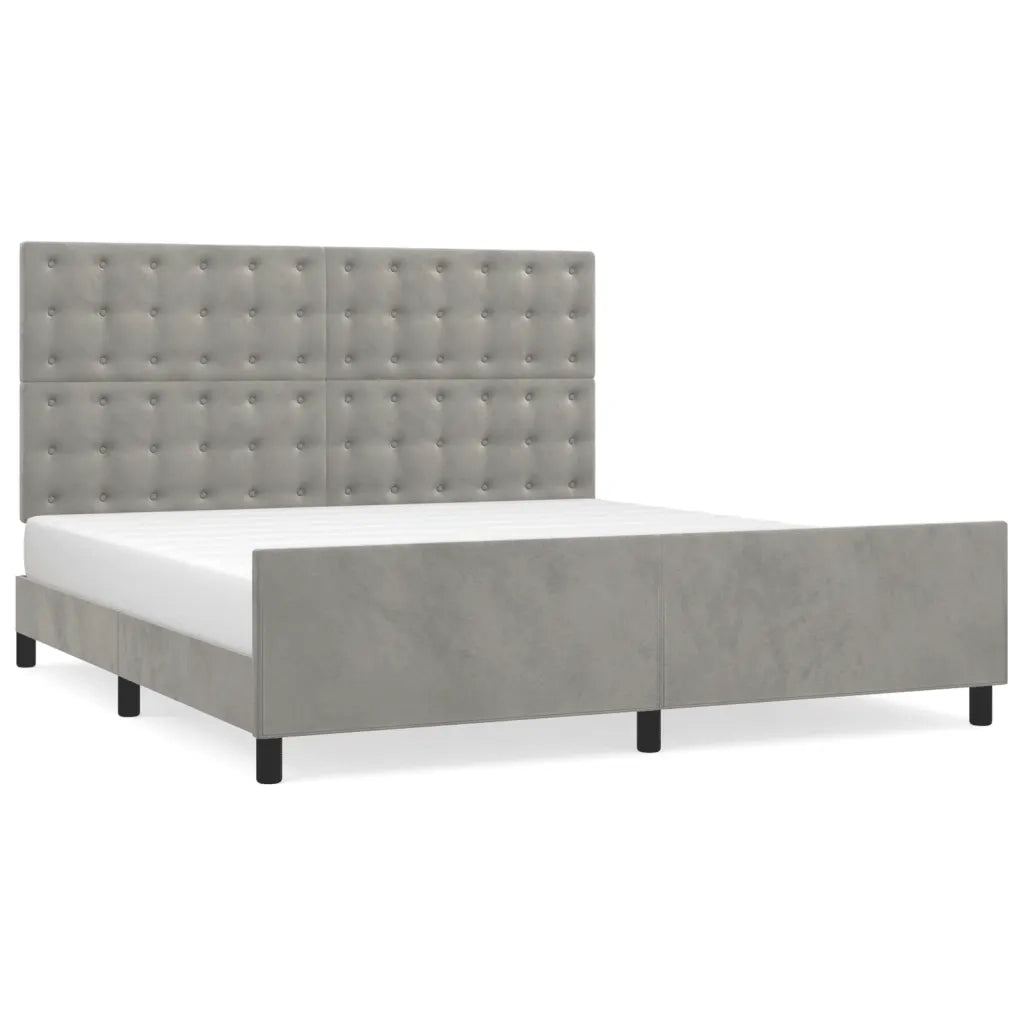 Letto matrimoniale | Letto per adulti | Giroletto senza Materasso Grigio Chiaro 160x200 cm Velluto