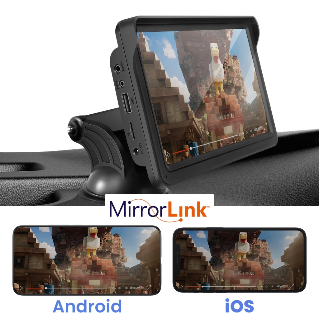 Schermo 7" CarPlay Bluetooth Parabrezza con Retrocamera Nero Avizar