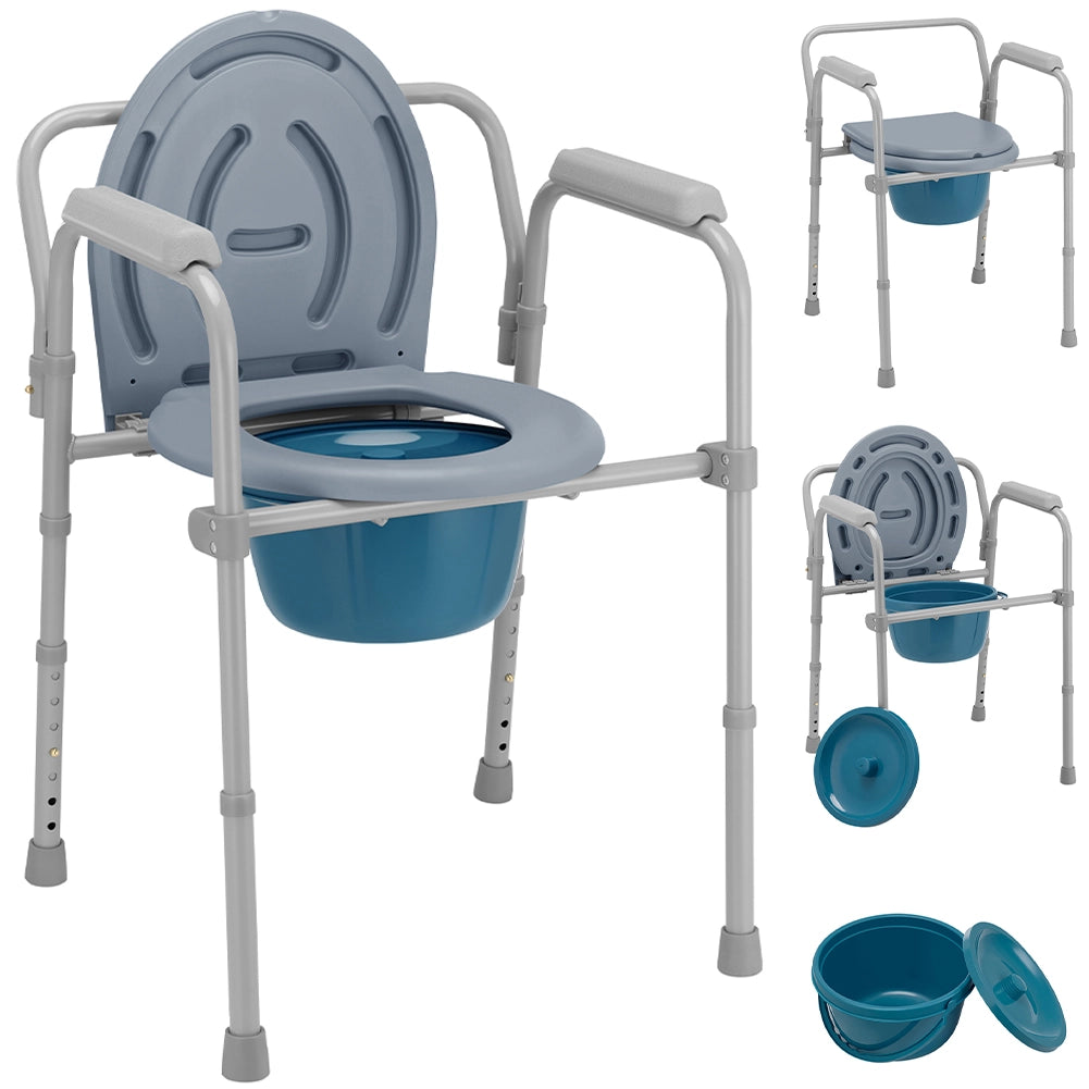 Sedia Toilette Wc Metallo Leggero Vaso Removibile per Anziani Mobilità Ridotta