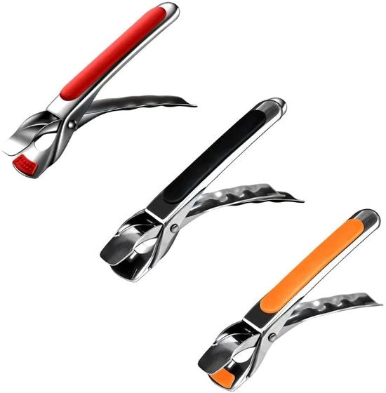 Anti-verbrandingstang con presa antiscivolo - 3-pezzo di attrezzo da cucina - Acciaio inossidabile - Progettata ergonomicamente - Regolabile in modo flessibile - Facile da pulire