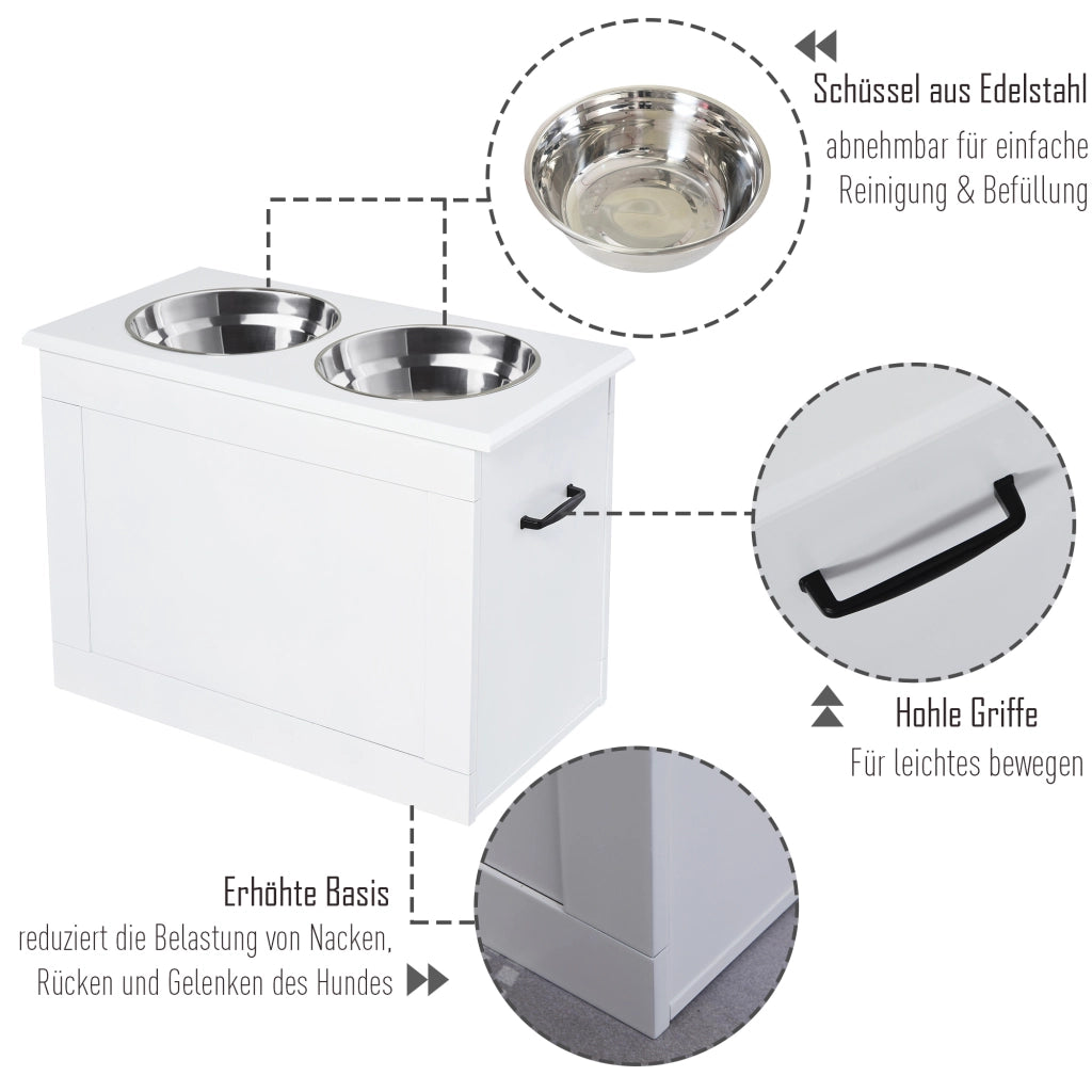 Ciotola per Cane Elevata con Contenitore ¨C Zephmum ¨C Bianco 2x2000ml