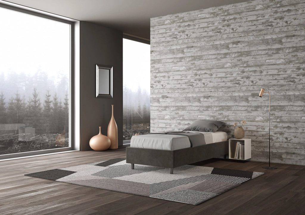 Letto 1 Piazza e Mezzo Sommier 120x190 cm con Rete Azelia Grigio