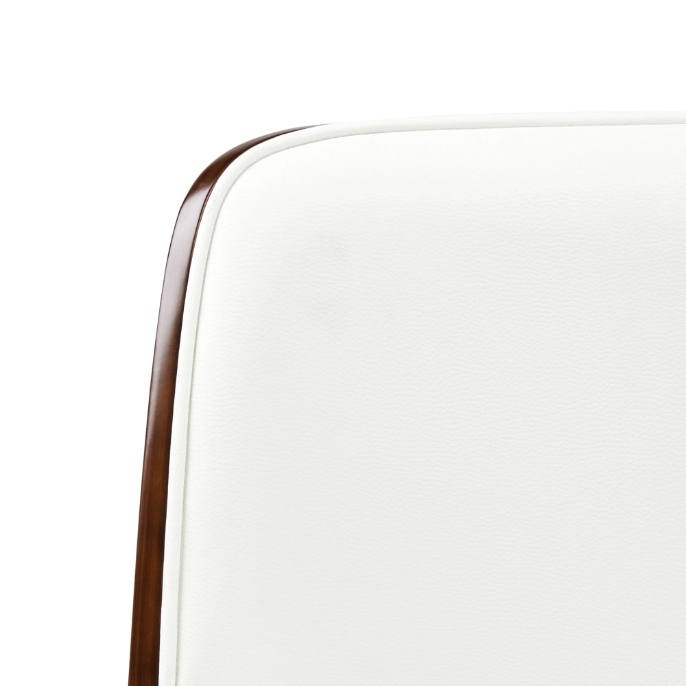 Sedia da ufficio ecopelle bianco e legno scuro arredamento da ufficio elegante