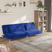Divano Letto a 2 Posti con 2 Cuscini Blu in Tessuto 375796