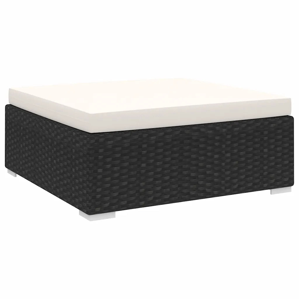 Poggiapiedi Modulare 1 pz con Cuscino in Polyrattan Nero 46802