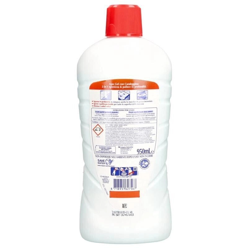 AJAX DETERSIVO PAVIMENTI GEL CON CANDEGGINA E PINO IGIENIZZANTE 950 ML