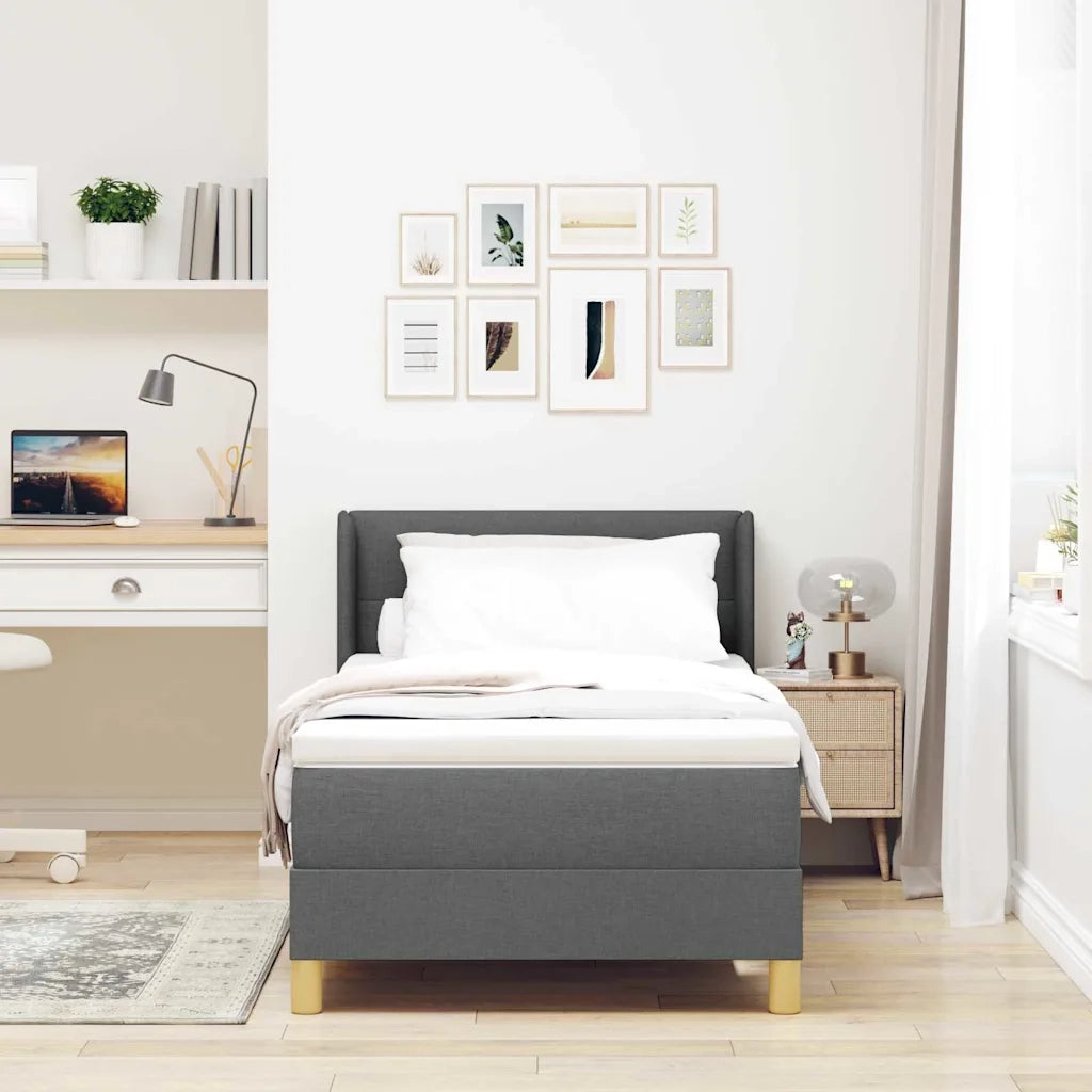 Letto a molle con materasso Grigio scuro 200 x 80 cm Tessuto 3341259