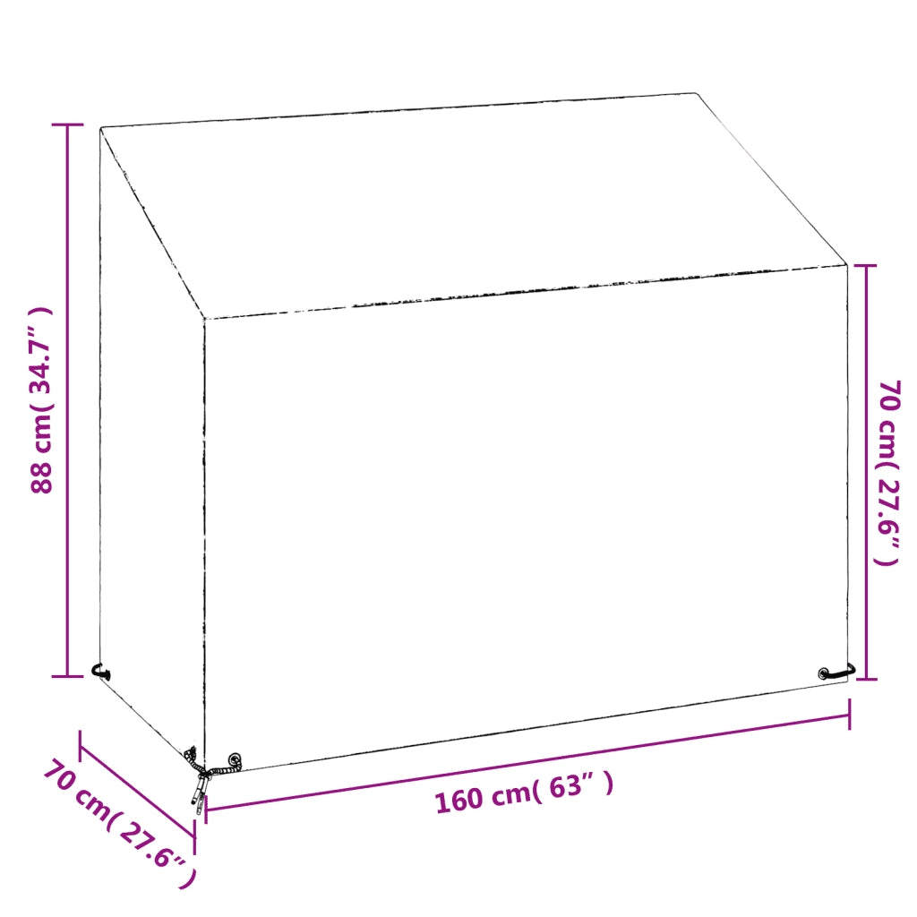 Copri Panca da Giardino-Copertura per Panca 8 Occhielli 160x70x70/88 cm Polietilene