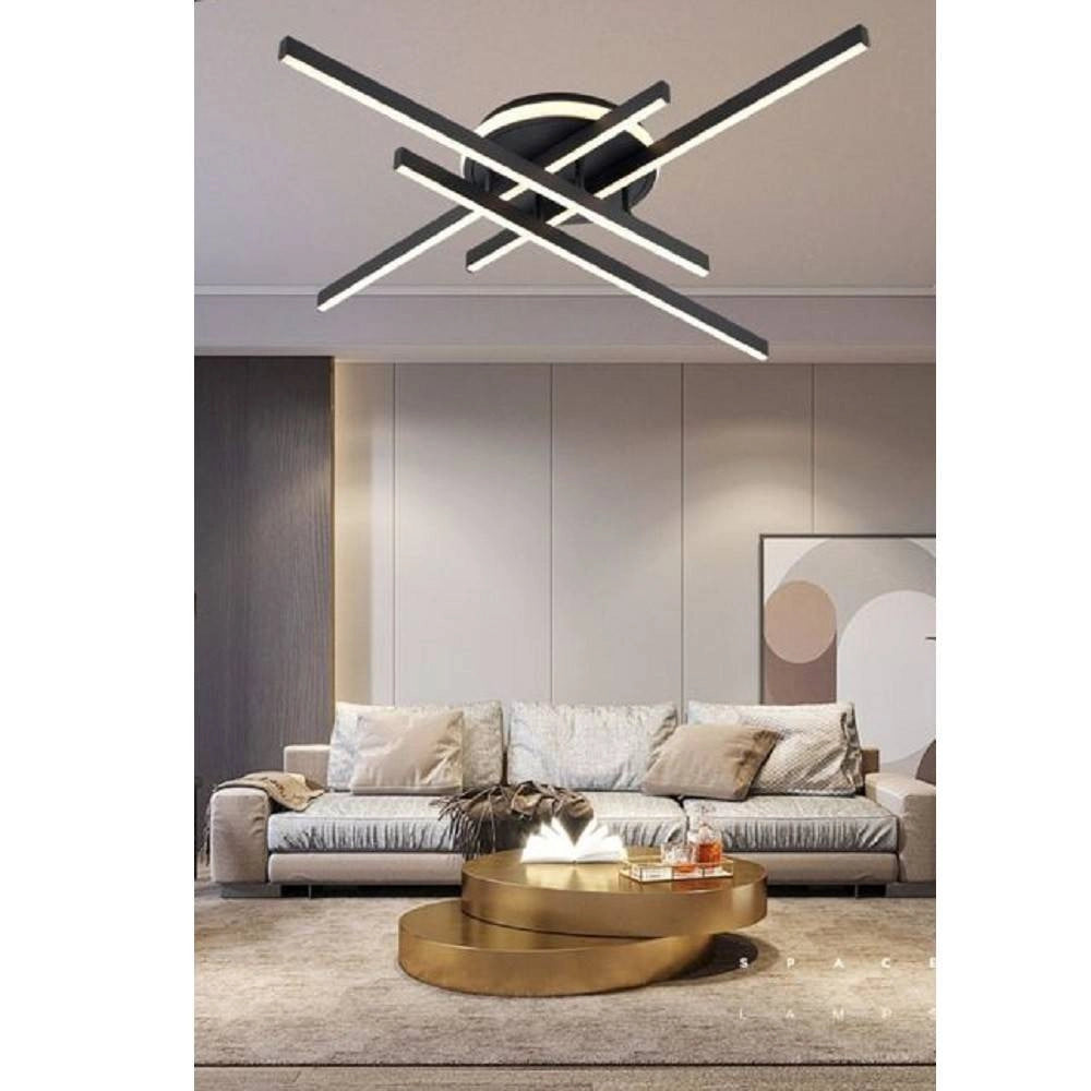 Trade Shop - Plafoniera A Led 45 W Nero Da Soffitto Lampadario Luce 6500k 4000k 3000k Pn-21n - -bianco Caldo      -