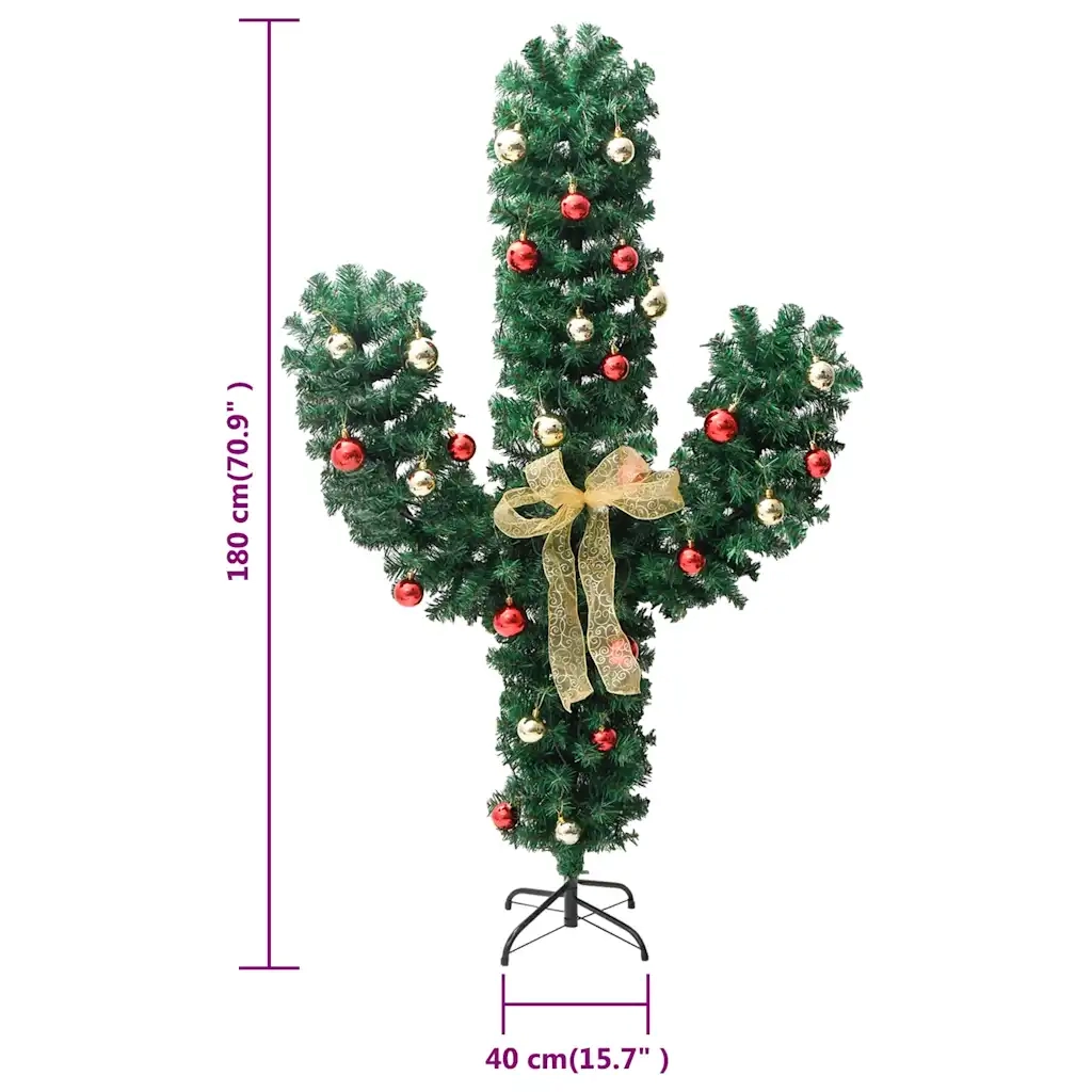 Cactus di Natale con Base e LED Verde 180 cm PVC CFW5848083