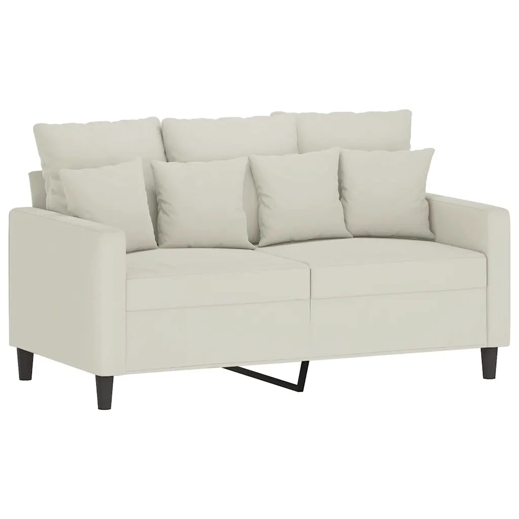 Set di Divani 2 pz con Cuscini Crema in Velluto